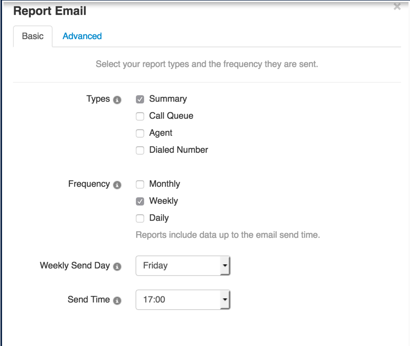 Call center report emails
